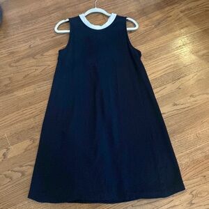 Max Mara Dress Shift Black White neck tie Sleeveless Knee Length size 10